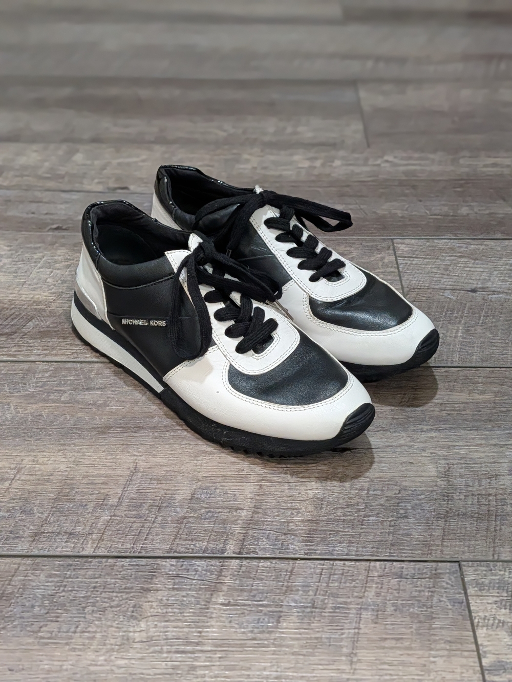 Michael Kors Women's Black & White Leather Sneakers